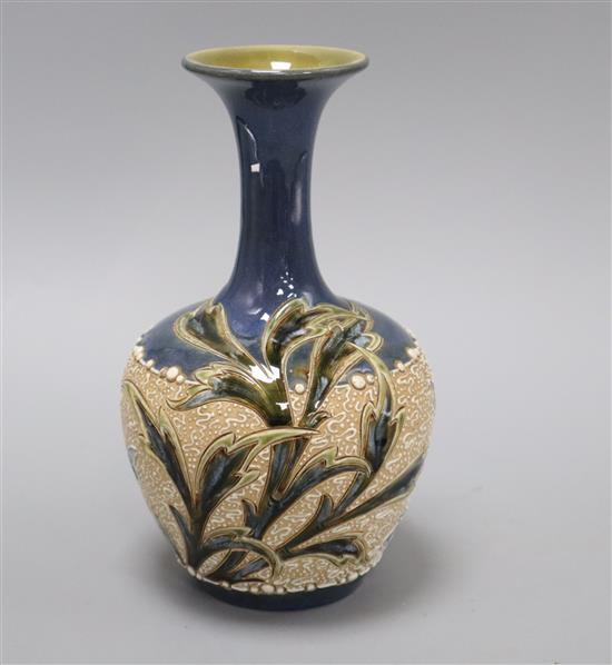 Eliza Simmance for Doulton Lambeth - a bottle vase, c.1900, decorated with butterflies and foliage, height 21cm